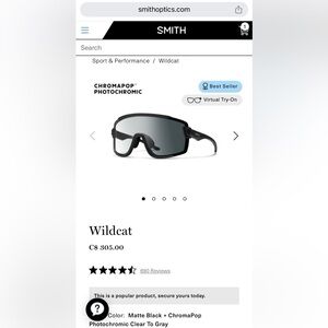 Smith Wildcat Sunglasses Matte Black + ChromaPop Photochromic Clear To Gray